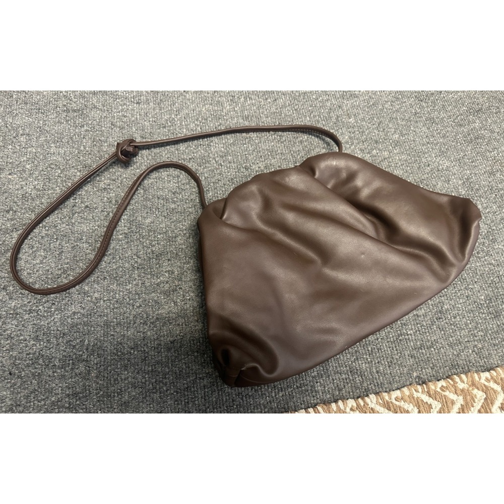 Vintage Dumpling Bag Clam Shell Pouch Chocolate Brown Crossbody Shoulder Purse